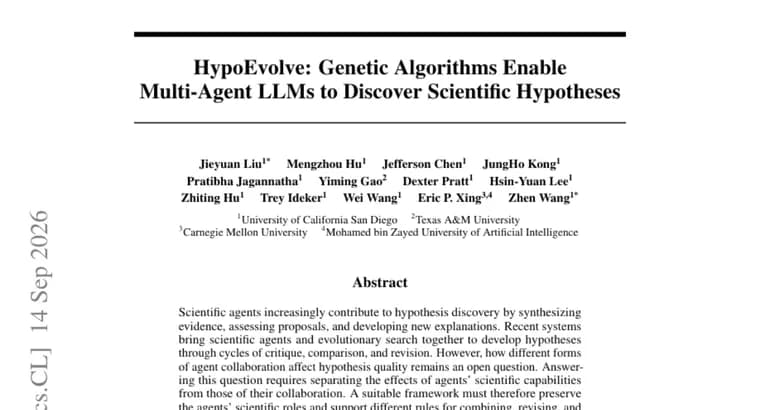 HypoEvolve evolves scientific hypotheses with genetic algorithms and LLM agents