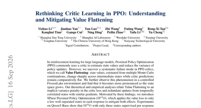 Researchers find 'Value Flattening' flaw in PPO critics, propose fix