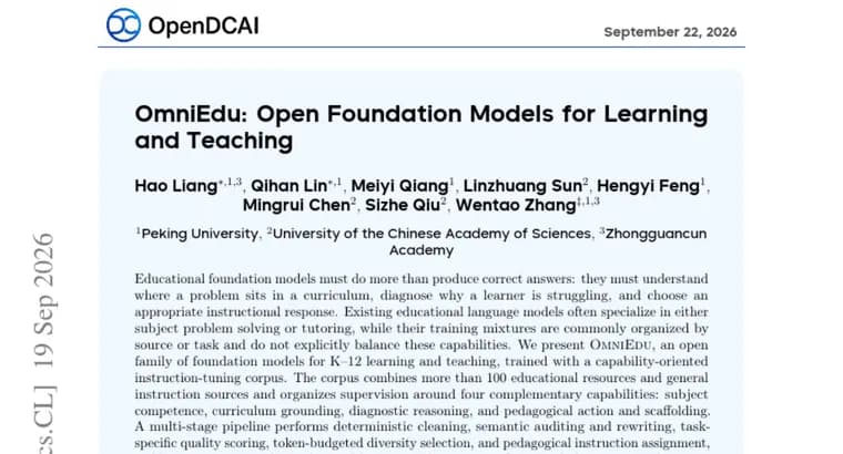 OmniEdu fine-tunes foundation models for K-12 teaching
