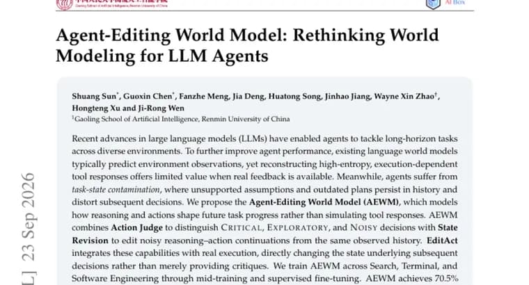 AEWM edits an AI agent's own reasoning instead of predicting what happens next