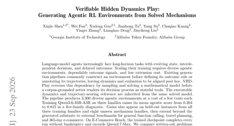 VHD-Play generates 3,300 RL environments that retrain Qwen3.6-35B-A3B