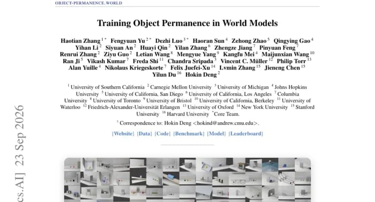 WROP dataset tests object permanence in 14 video world models
