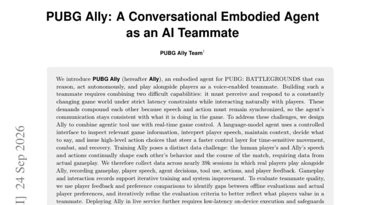PUBG Ally: a voice-enabled AI agent joins matches as a teammate