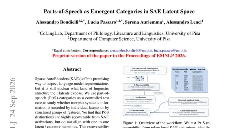 Sparse autoencoders encode parts of speech as distributed latent groups, study finds