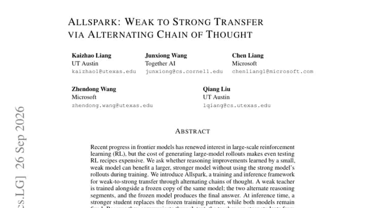 Allspark paper: a weak model's reasoning steers stronger models