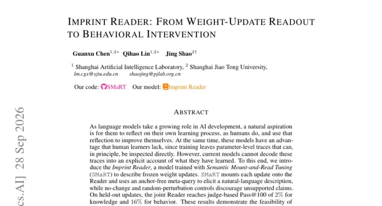 Imprint Reader describes model weight updates in natural language