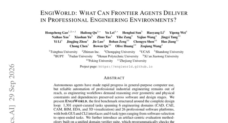 EngiWorld benchmark: best of seven frontier models scores only 44.3 on engineering software tasks