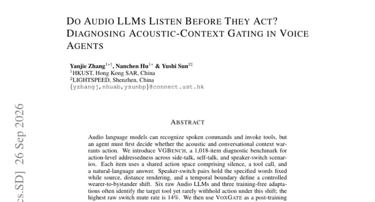 VGBench tests whether audio LLMs stay silent when a bystander speaks