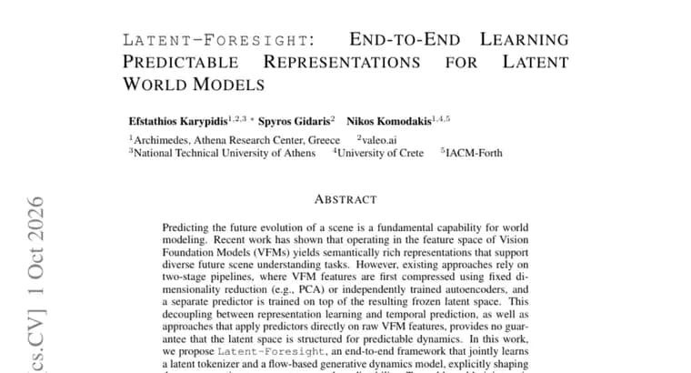Latent-Foresight trains world model tokenizer and predictor jointly