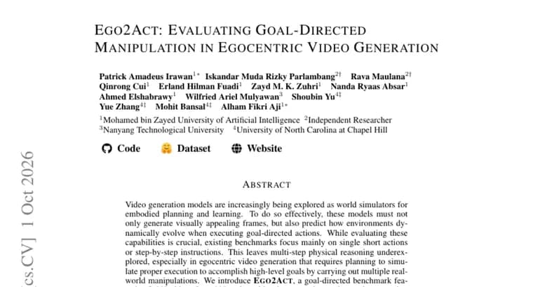 Ego2Act benchmark finds video models skip steps in multi-step tasks