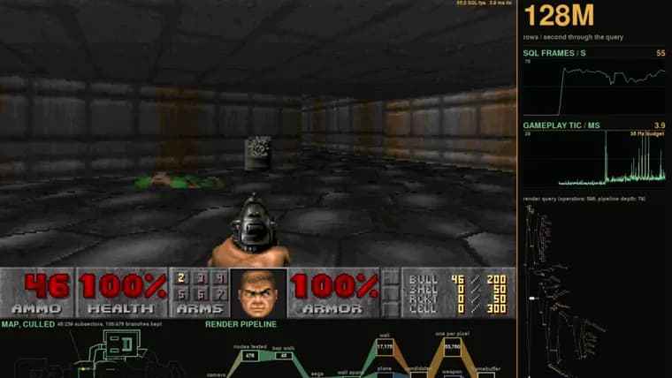 SQLDoom renders Doom with SQL queries in a CedarDB database
