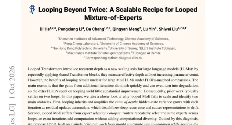 LOOM recipe scales looped Mixture-of-Experts models to 9-12 loops