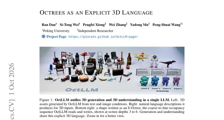 OctLLM feeds 3D shapes to an LLM as octree tokens