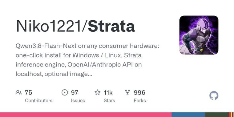 Strata runs 125B Qwen3.8-Flash-Next on a 12 GB gaming GPU