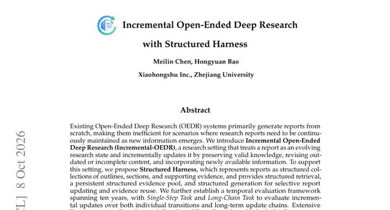 Incremental-OEDR updates deep research reports instead of rewriting them