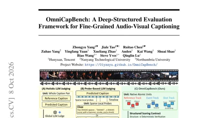 OmniCapBench tests audio-visual captioning across 786 videos