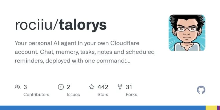 Talorys is an open-source personal AI agent built for Cloudflare's free plan