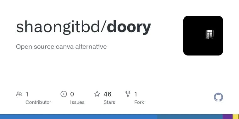 Doory publishes a free, self-hostable design editor as a Canva alternative