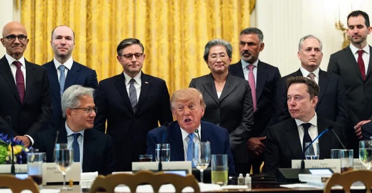 Musk, Benioff, Huang and Nadella fall in line with Trump's 'super intelligence' rebrand of AI