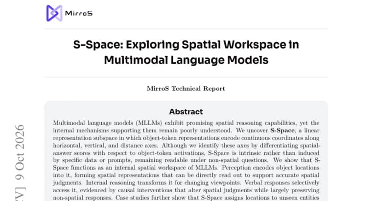 Paper finds S-Space, a linear spatial workspace inside multimodal LLMs