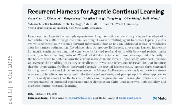 ReHarness adds backward revision to LM agent memory for continual learning