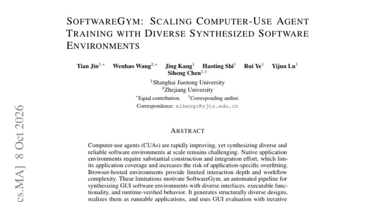 SoftwareGym synthesizes 182 GUI apps to train computer-use agents