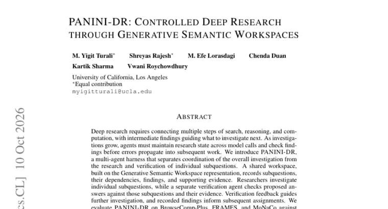 PANINI-DR deep-research harness scores 73.3% on BrowseComp-Plus