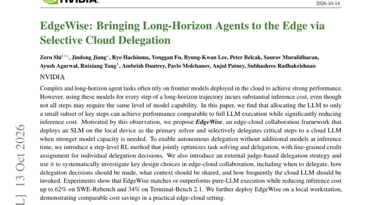EdgeWise lets a small local model hand hard agent steps to a cloud LLM