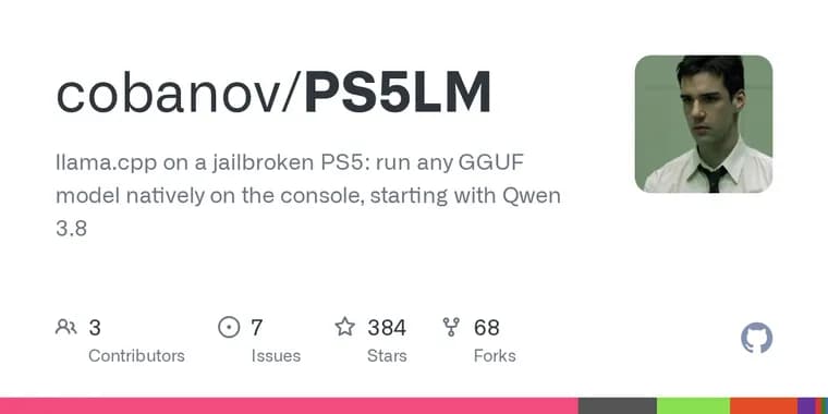 PS5LM runs llama.cpp GGUF models on a jailbroken PS5's GPU
