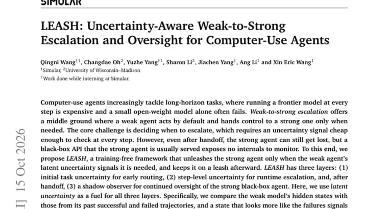 LEASH routes computer-use agents to a strong model only when a weak one is unsure