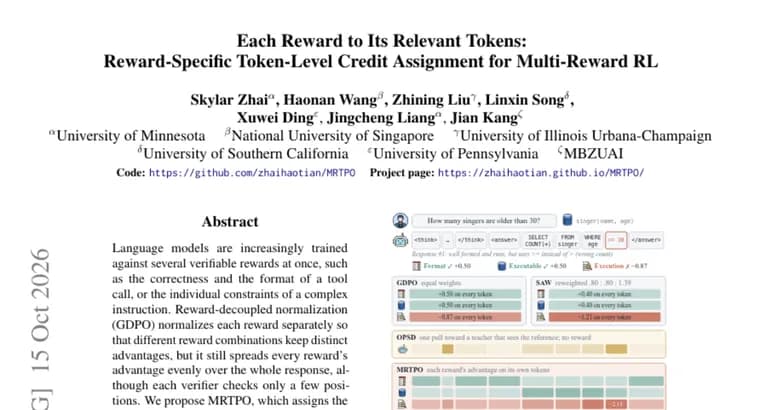 MRTPO paper assigns each reward's advantage to its relevant tokens