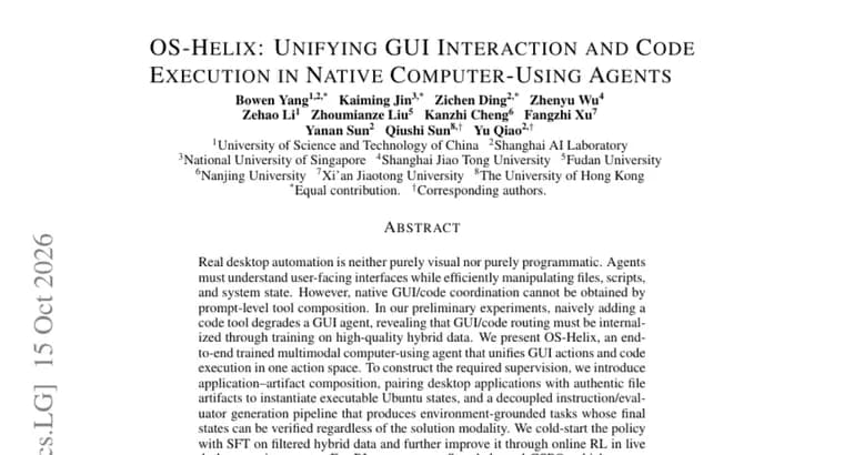 OS-Helix agent merges GUI and code actions, reports 66.44% on OSWorld-Verified