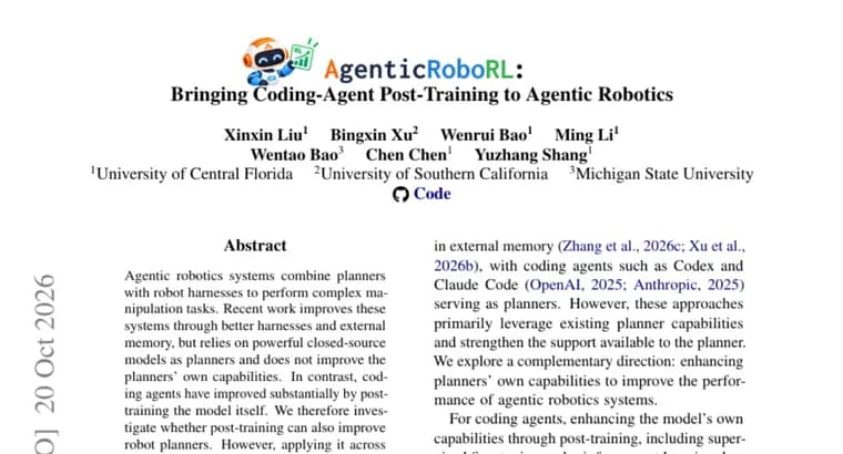 AgenticRoboRL post-trains a 9B robot planner to 71.0% on LIBERO-PRO