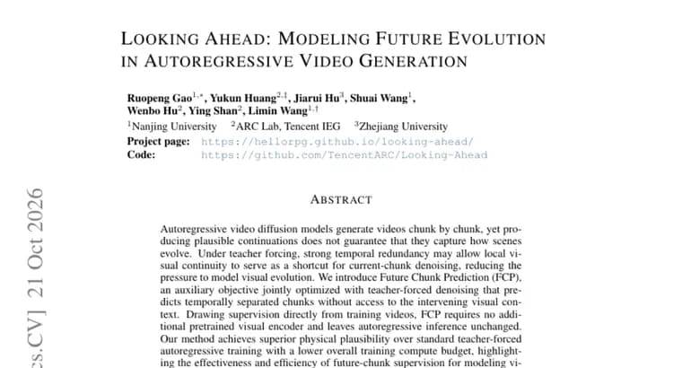 Future Chunk Prediction trains video models to anticipate scene evolution