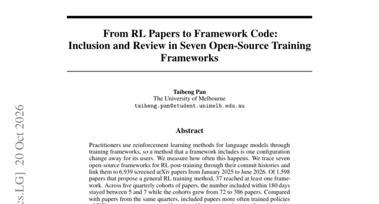 Study: only 37 of 1,598 general RL methods reached training frameworks