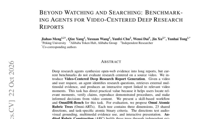 OmniDR-Bench tests AI agents on video-centered deep research reports