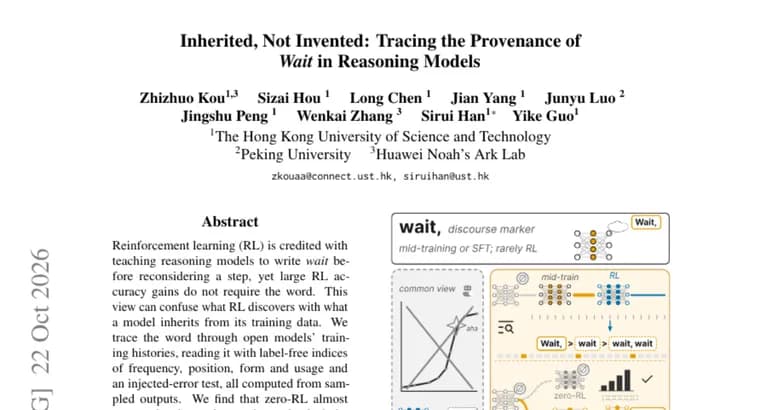 Paper finds RL rarely invents 'wait' in reasoning models