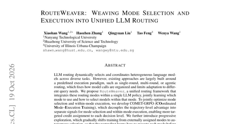 RouteWeaver trains one LLM to pick both routing mode and models