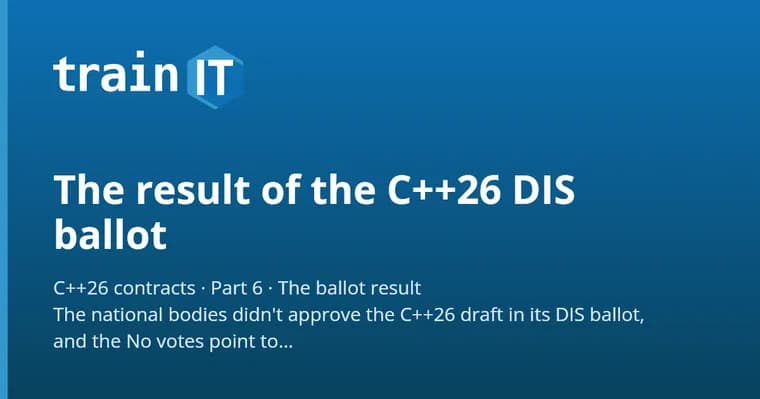 C++26 fails its ISO DIS ballot, with 12 votes in favor and nine against