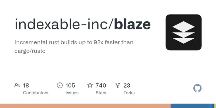 blaze, a Rust build tool, claims edit rebuilds 10× to 24× faster than cargo
