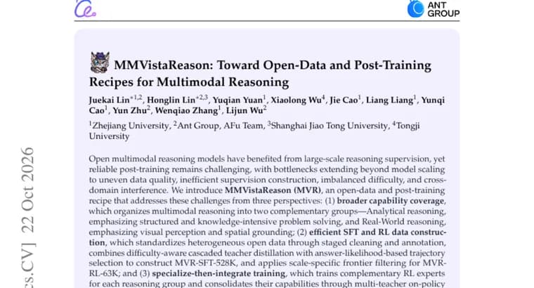 MMVistaReason recipe trains a 4B multimodal reasoner on open data
