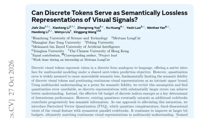 Factorized Vector Quantization: discrete visual tokens match continuous ones, authors say