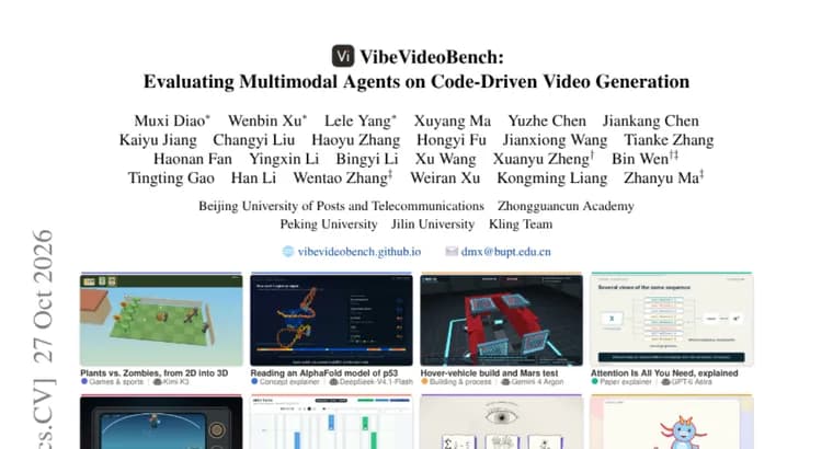 VibeVideoBench tests AI agents that write code to make videos