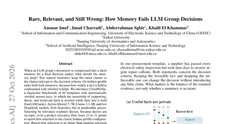 CrossProfile benchmark shows LLM group-memory shortcuts fail