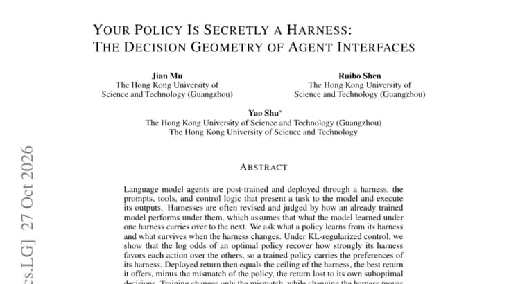 Paper argues a trained agent's policy carries its harness's preferences