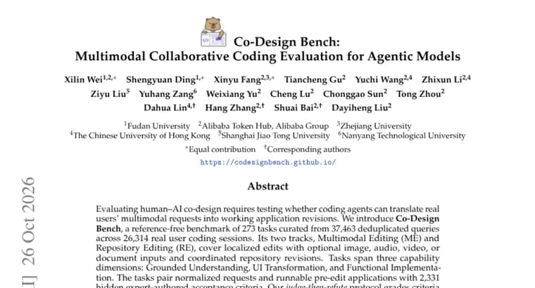 Co-Design Bench tests coding agents on 273 real multimodal app edits