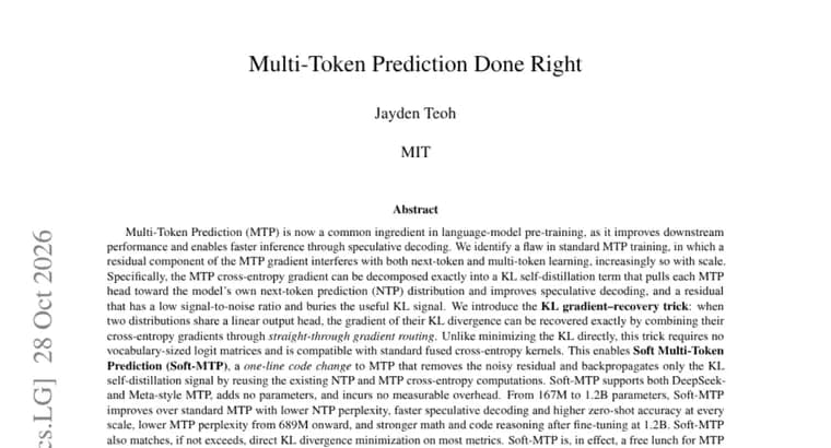 Soft-MTP fixes multi-token prediction training with a one-line change