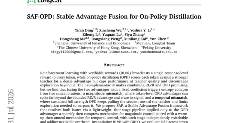SAF fixes entropy collapse in RLVR-distillation fusion for LLM training