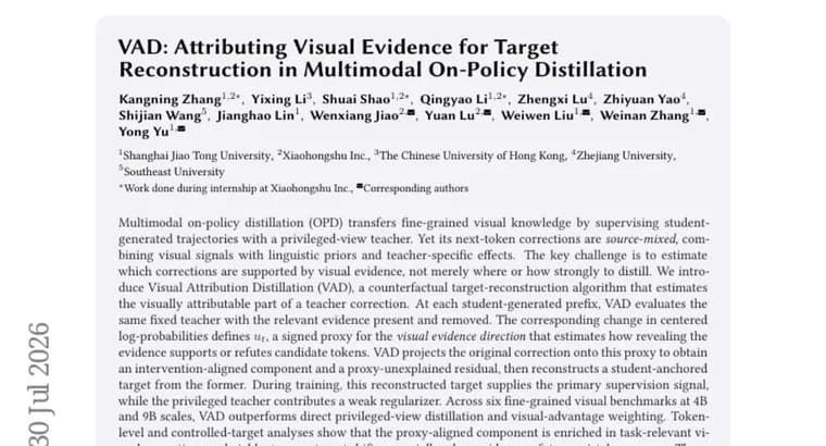 VAD isolates visual evidence in multimodal knowledge distillation