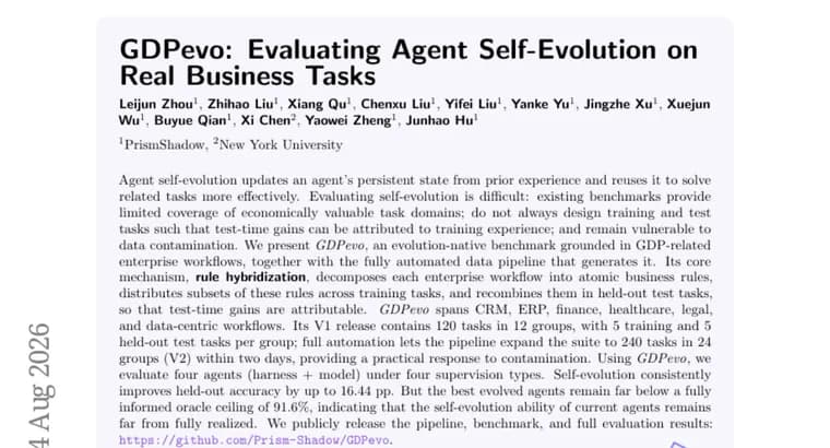 GDPevo benchmark exposes gap in agents' self-evolution skills
